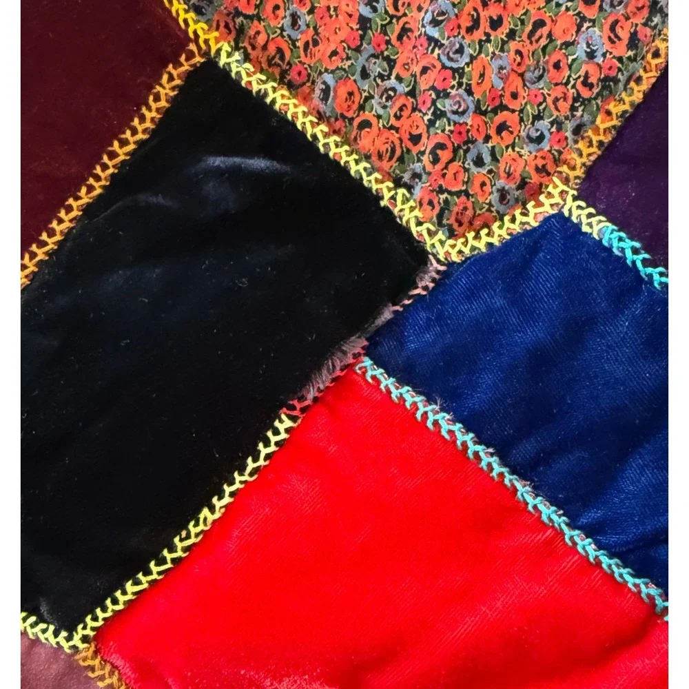 VTG Handmade Velvet Crazy Quilt 65x60 Alice Bjelland Patchwork Renaissance Jewel